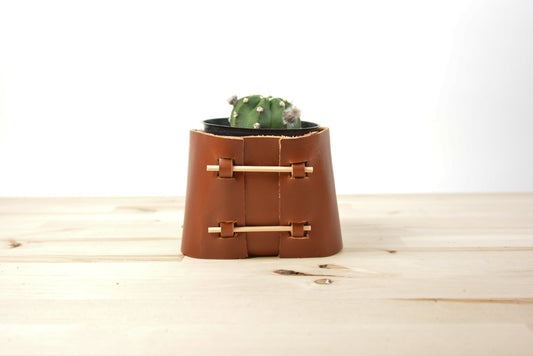 Leather Planter Cover
